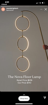 the nava floor lamp on an ipad